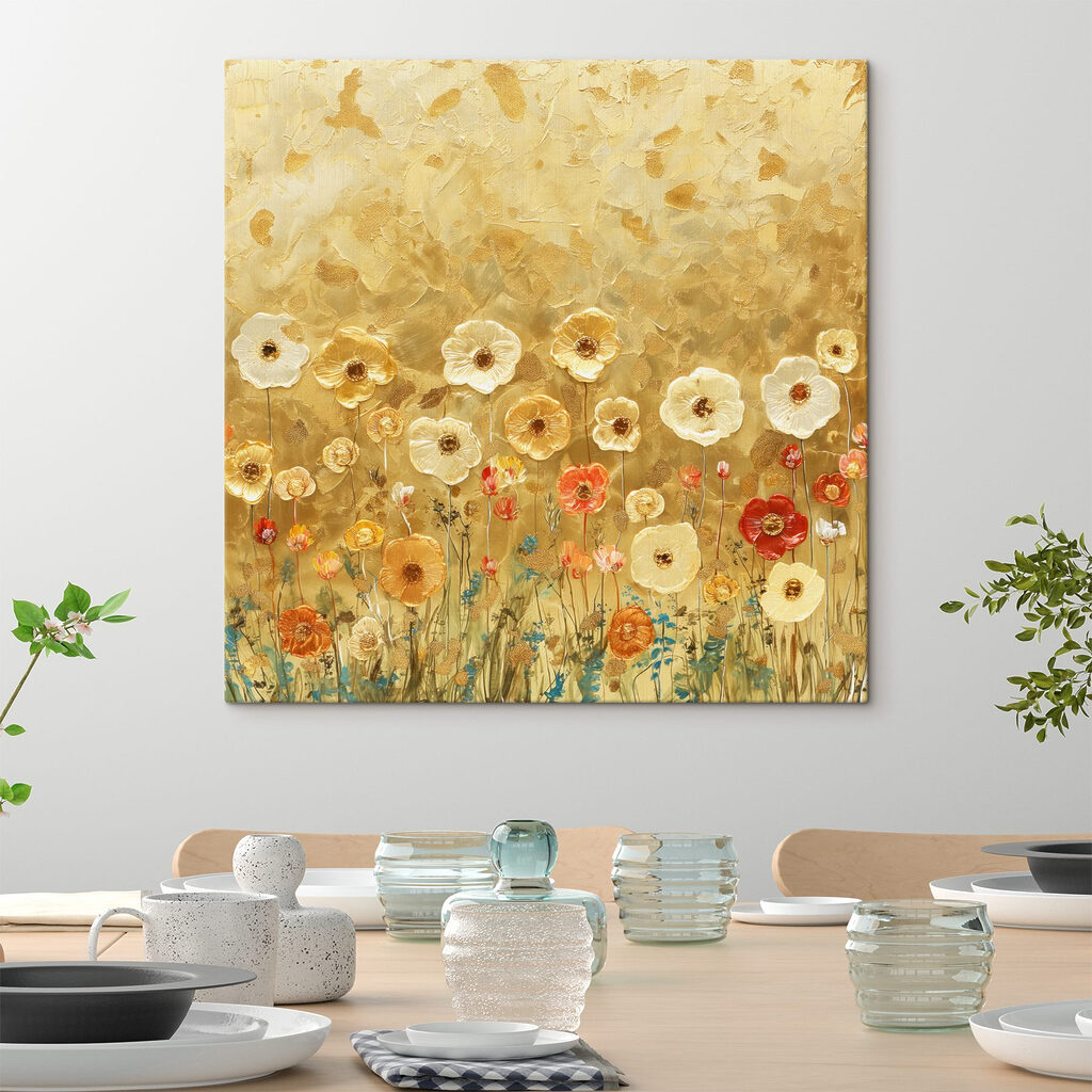 Painting of flowers on a wall Painting of flowers on a wall