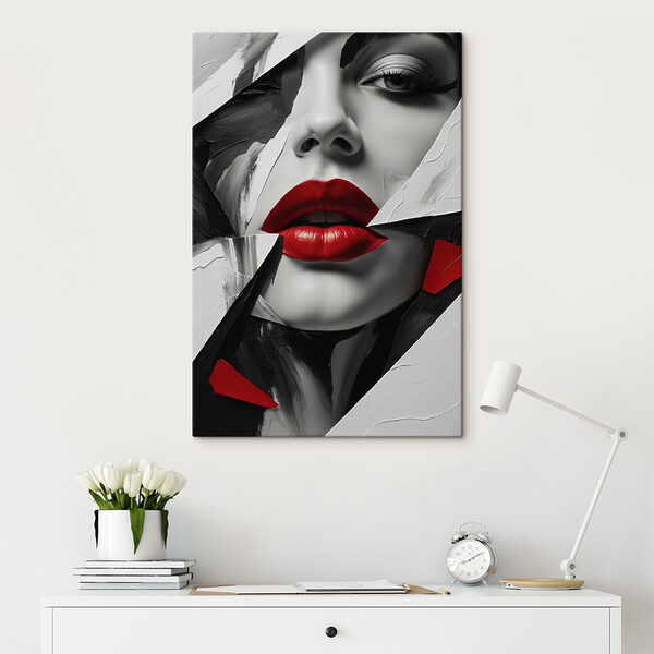 Buze roșii în mijlocul unui design abstract Buze roșii în mijlocul unui design abstract