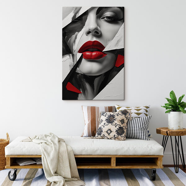 Buze roșii în mijlocul unui design abstract Buze roșii în mijlocul unui design abstract