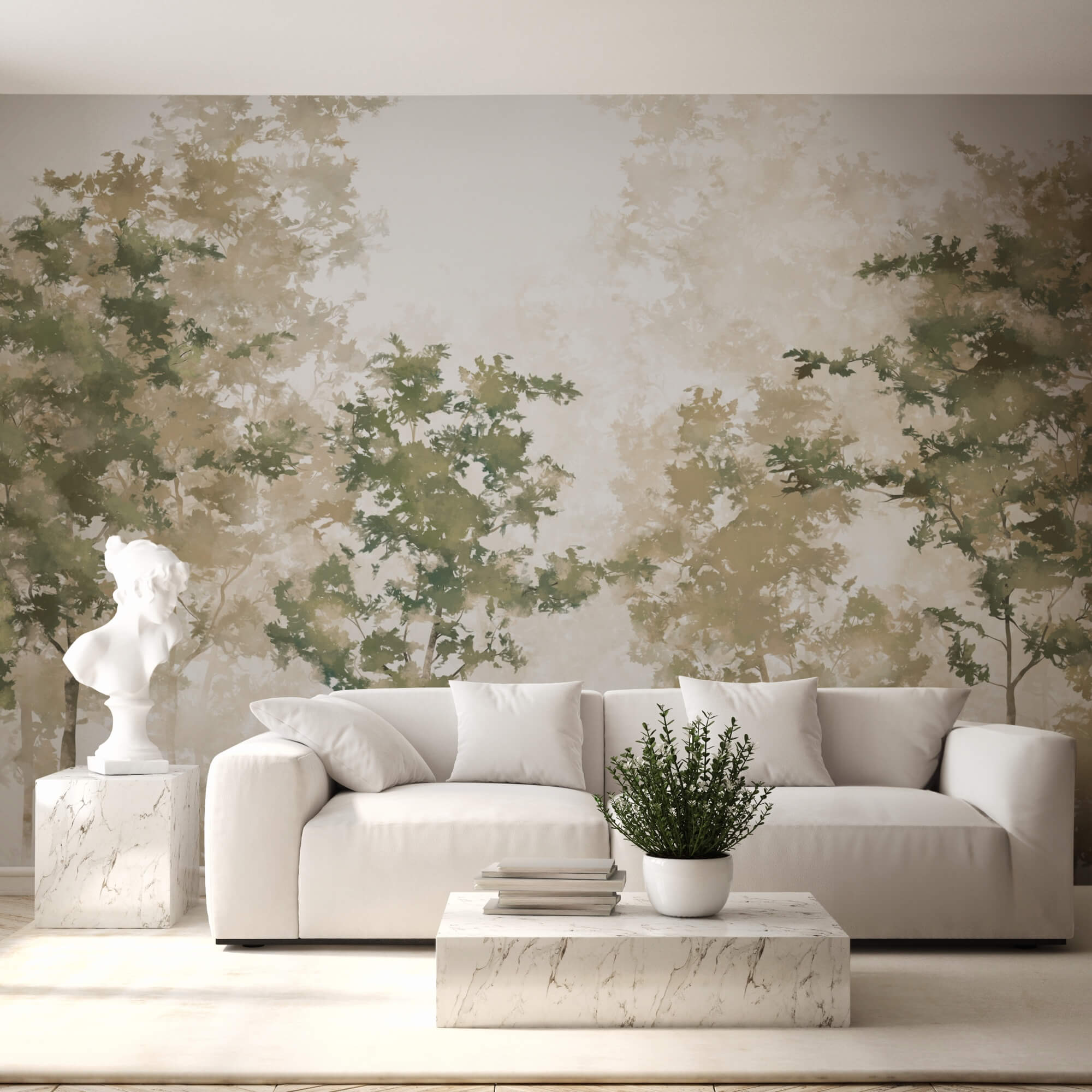 Grup de copaci cu ceață