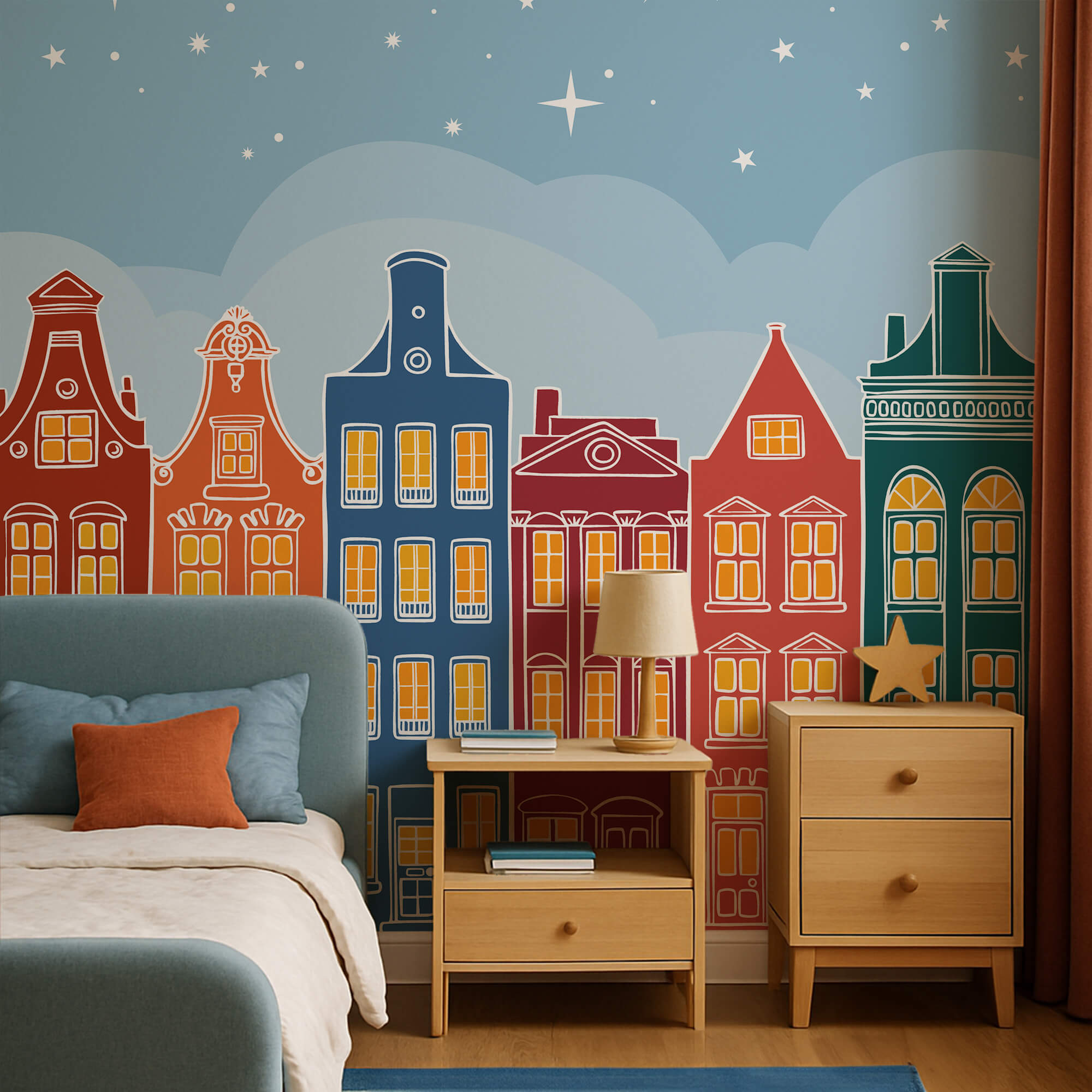 Rând de clădiri colorate