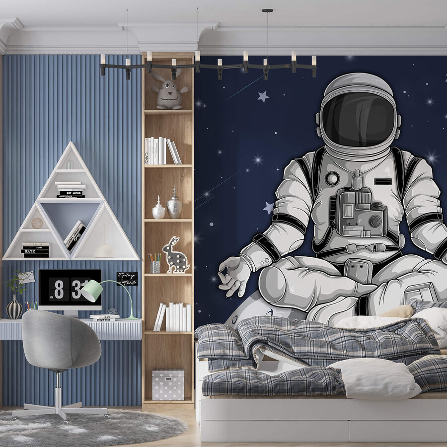 Un astronaut așezat pe Lună
