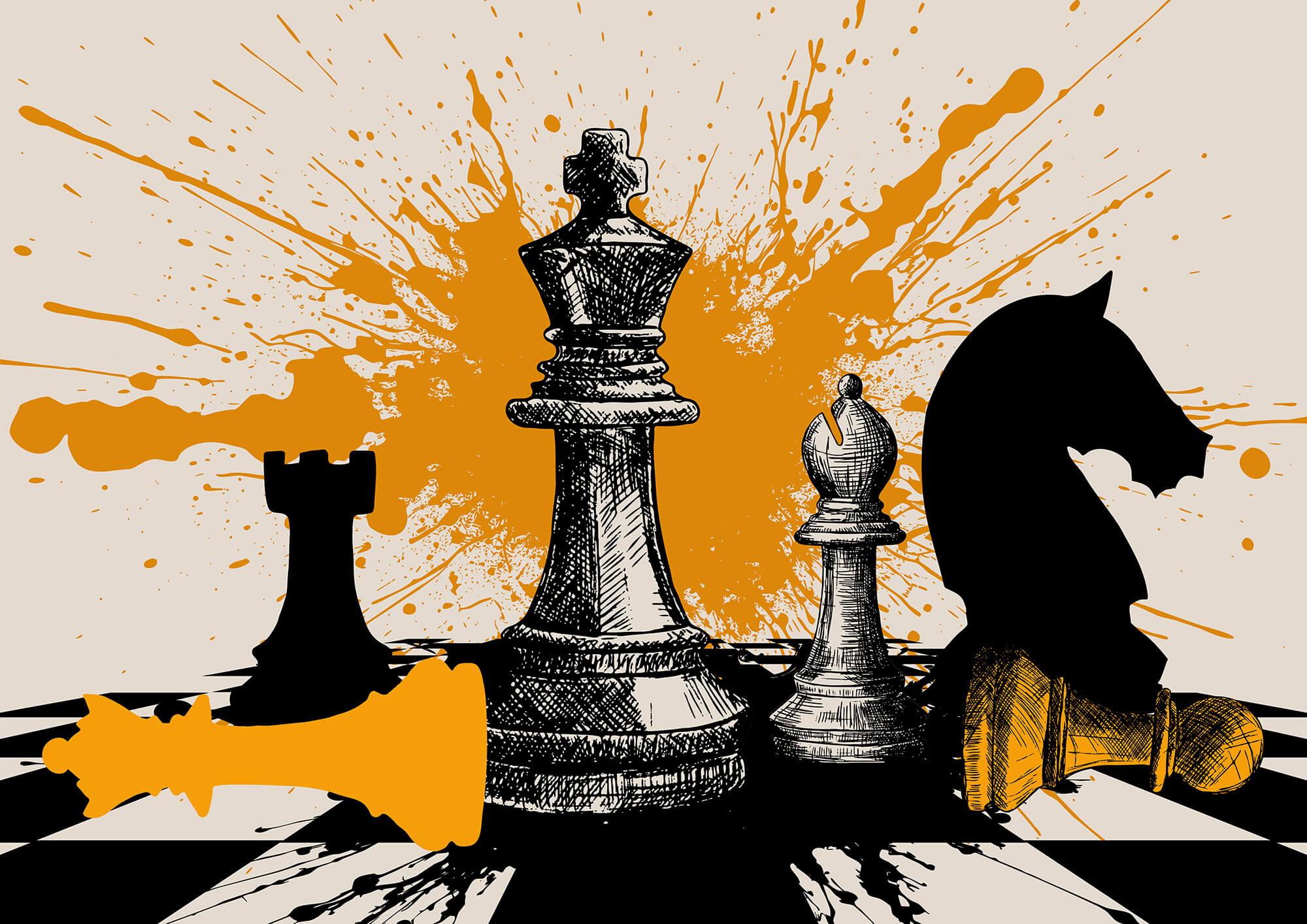 Black and white chess pieces Black and white chess pieces