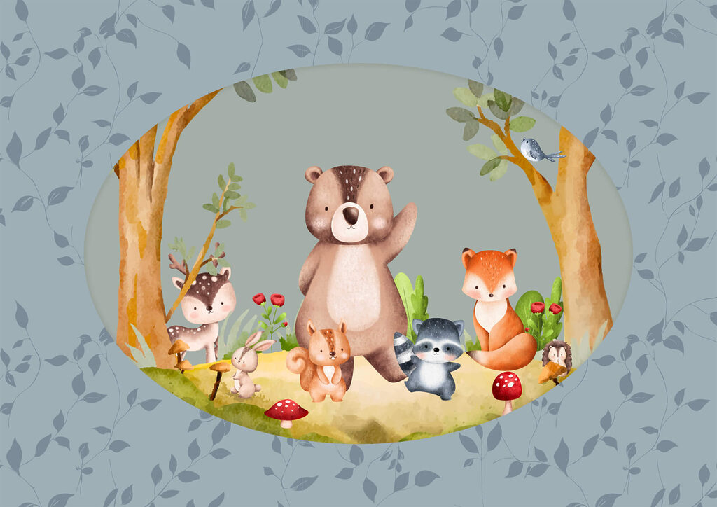 Desen animat de animale într-o pădure Desen animat de animale într-o pădure