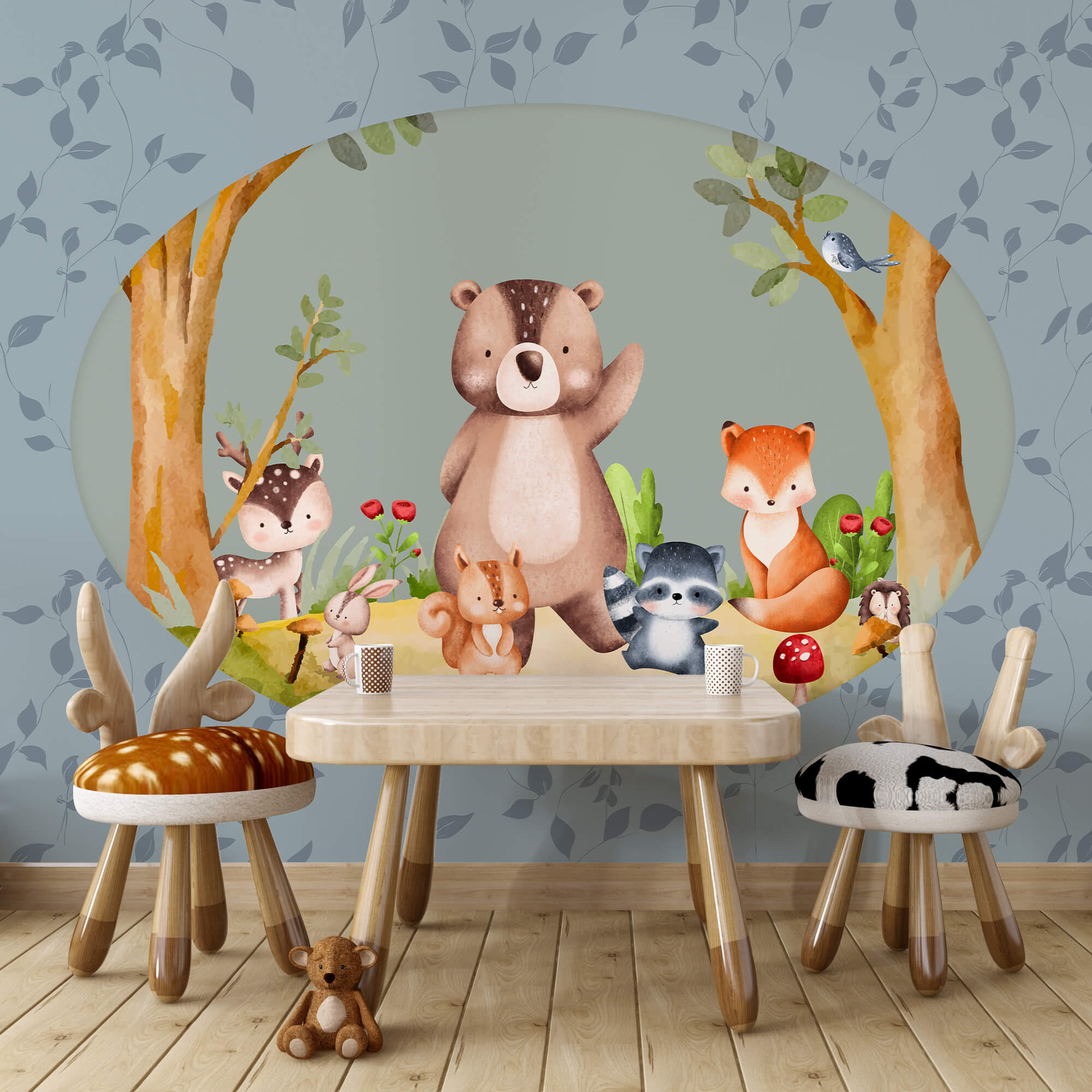 Desen animat de animale într-o pădure Desen animat de animale într-o pădure