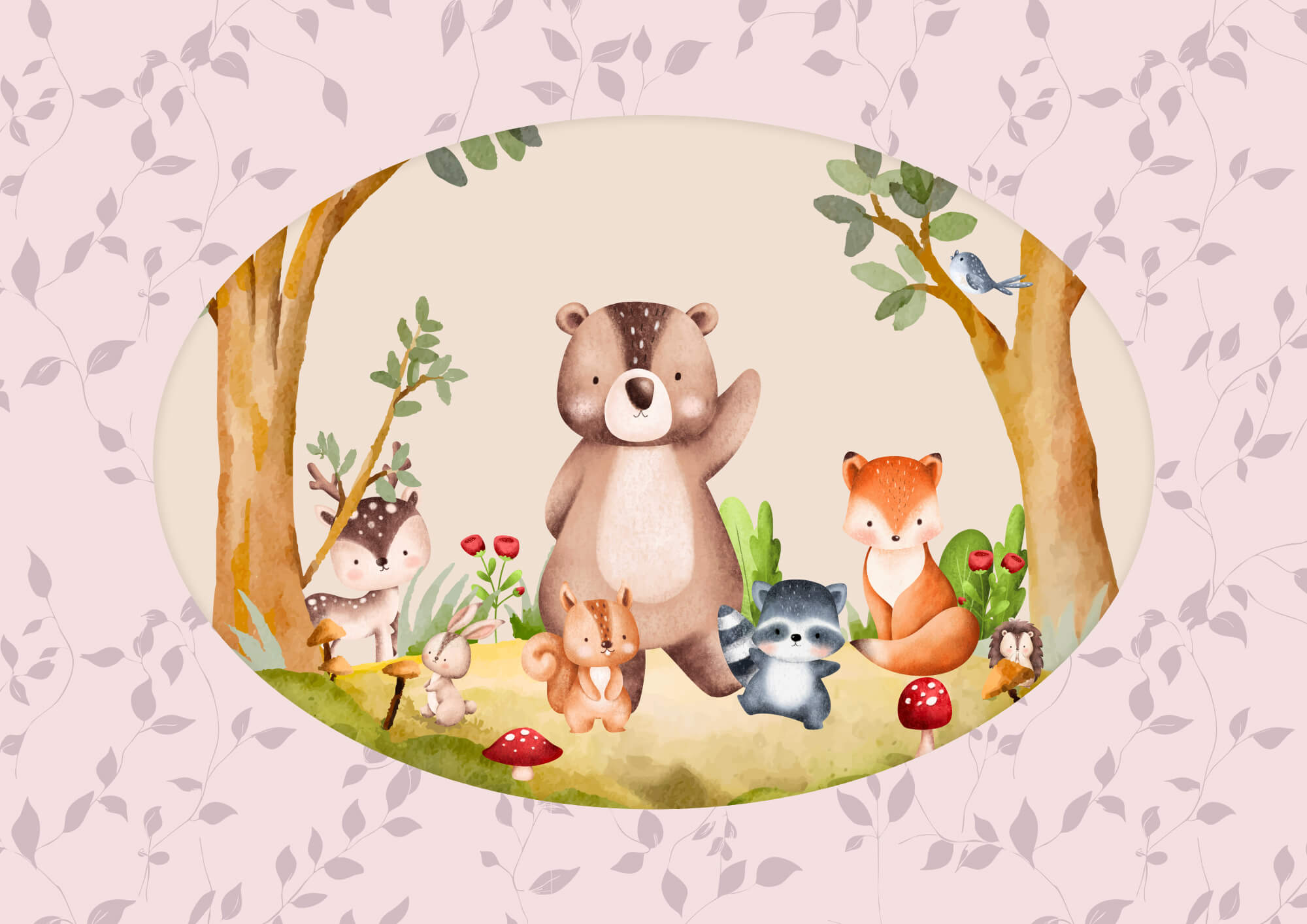 Cartoon of animals in a forest Cartoon of animals in a forest