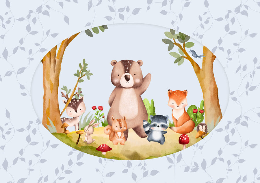 Desen animat de animale într-o pădure