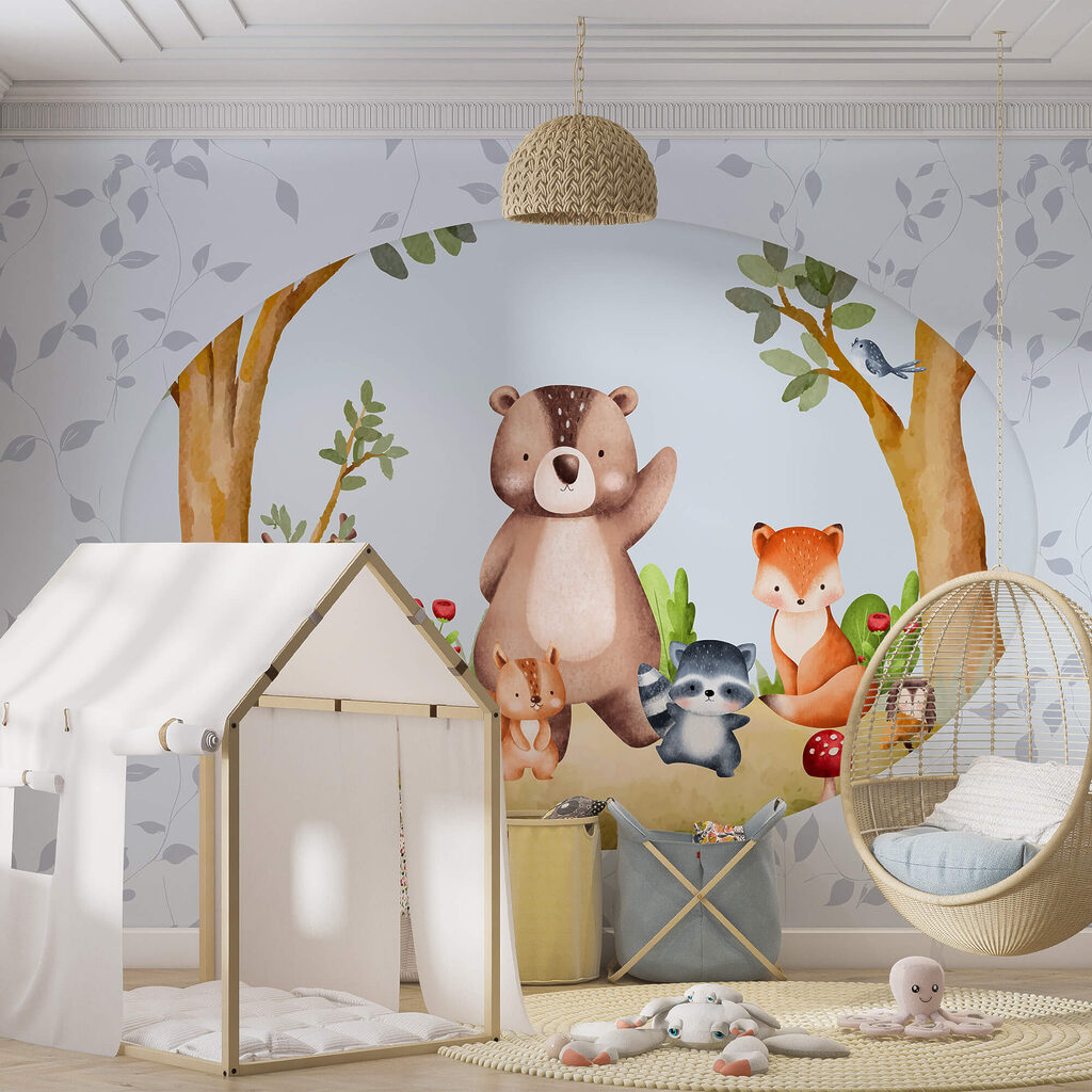 Desen animat de animale într-o pădure