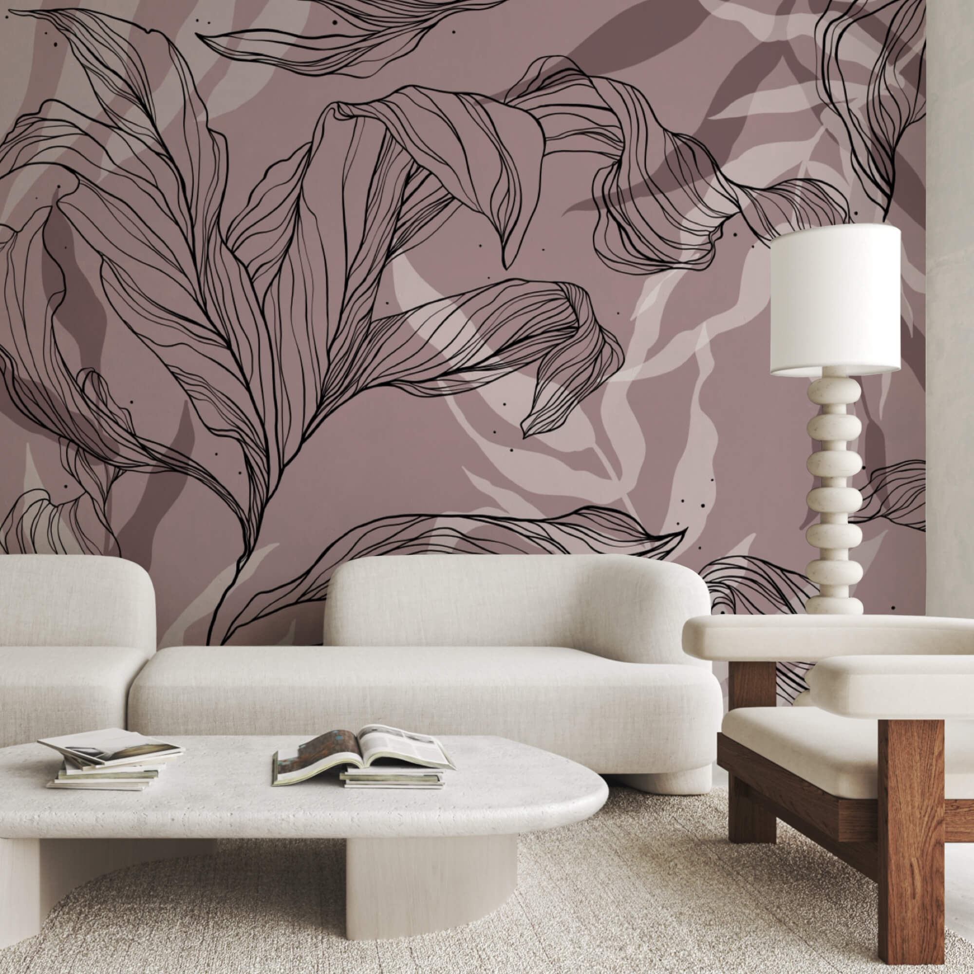 Desen de frunze pe un fundal roz