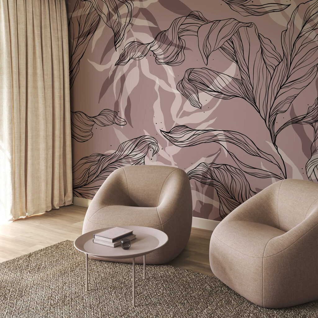 Desen de frunze pe un fundal roz