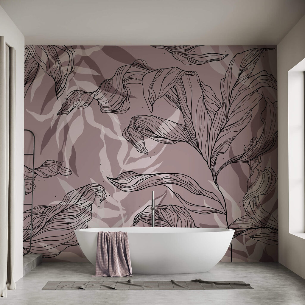 Desen de frunze pe un fundal roz