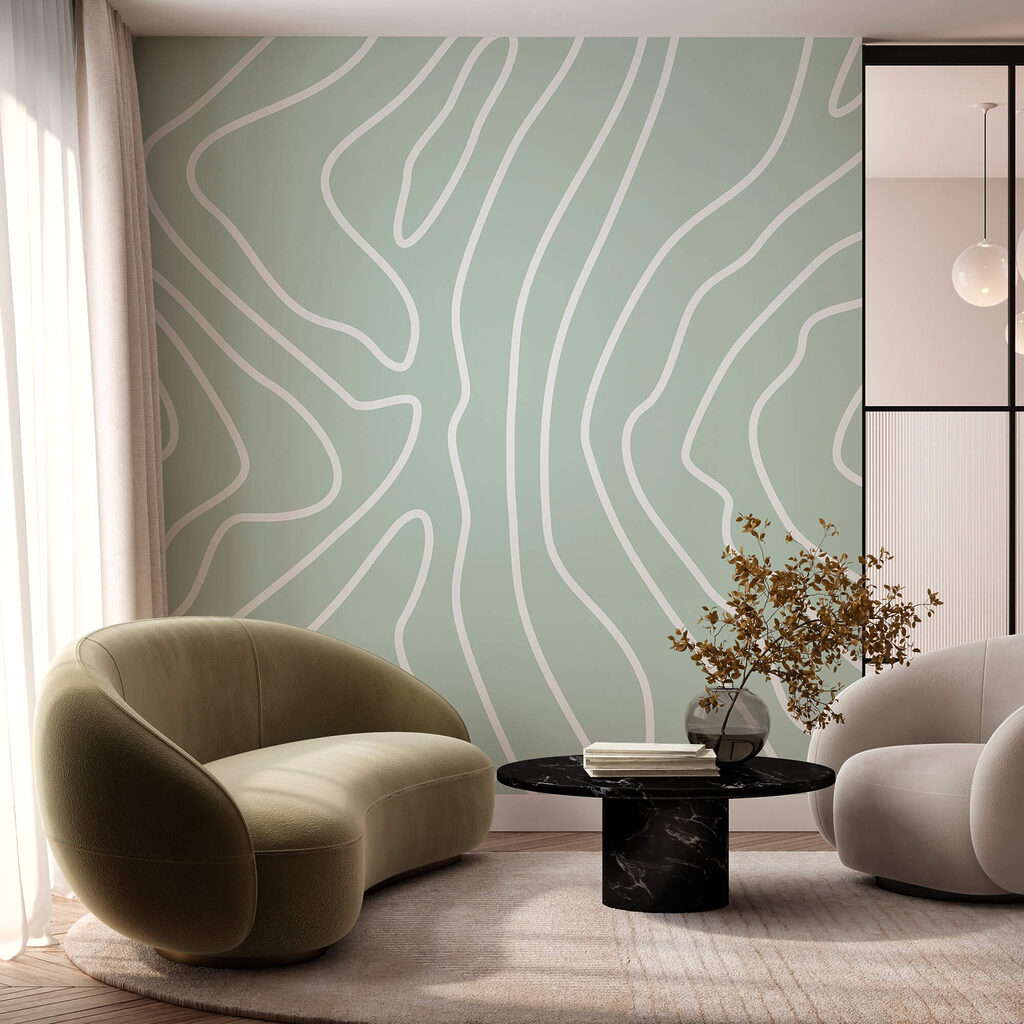 Linii albe pe un fundal verde deschis