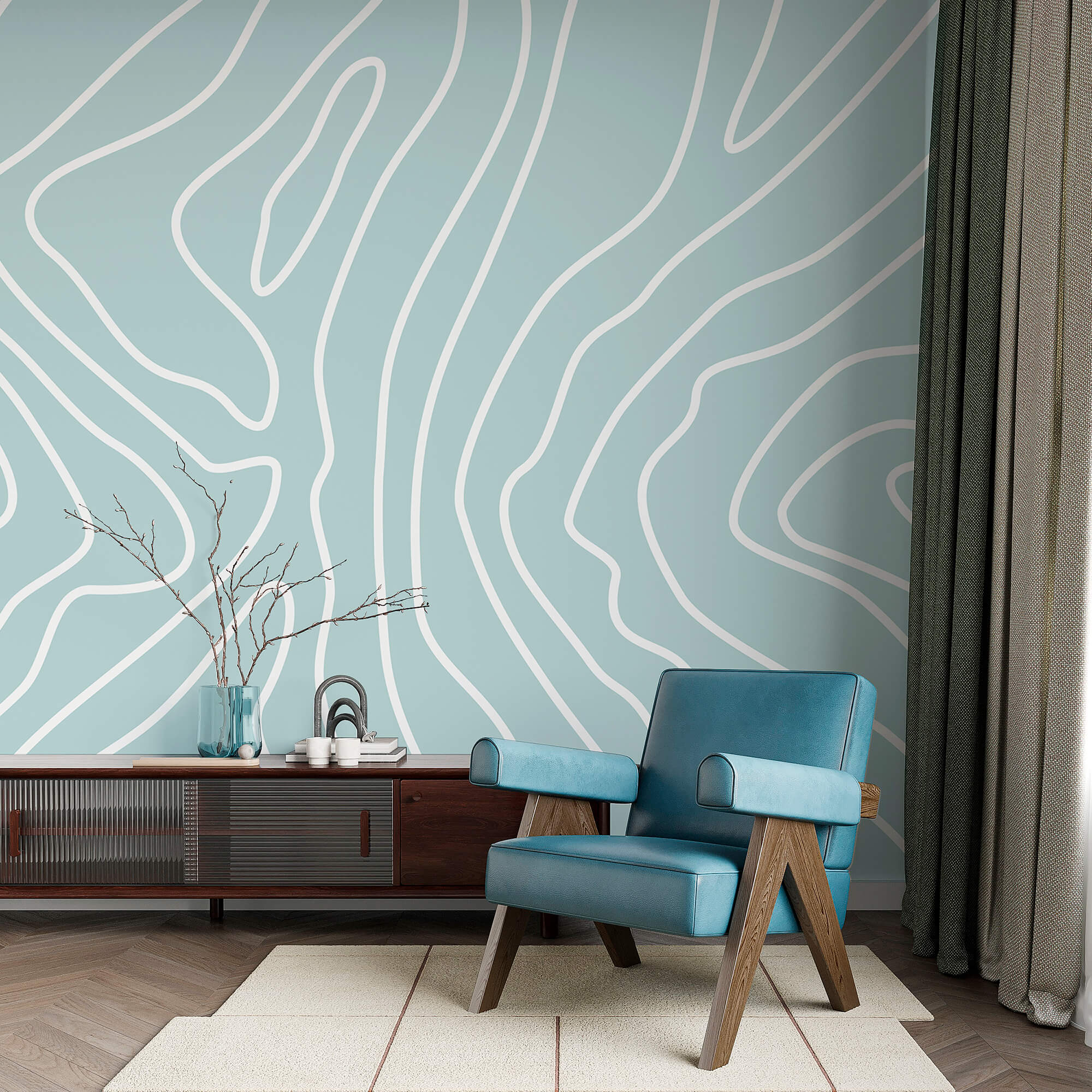 Linii albe pe un fundal albastru