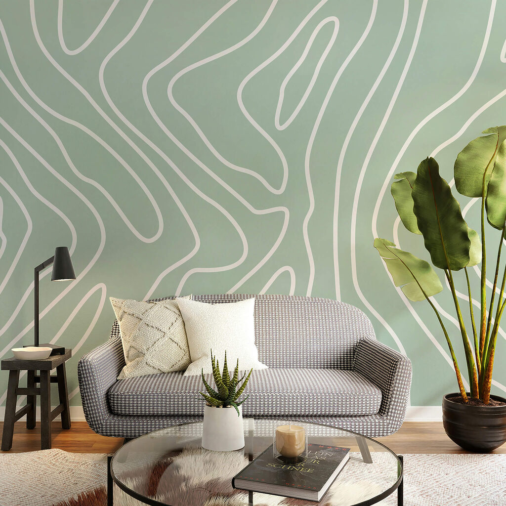 Linii albe pe un fundal verde deschis