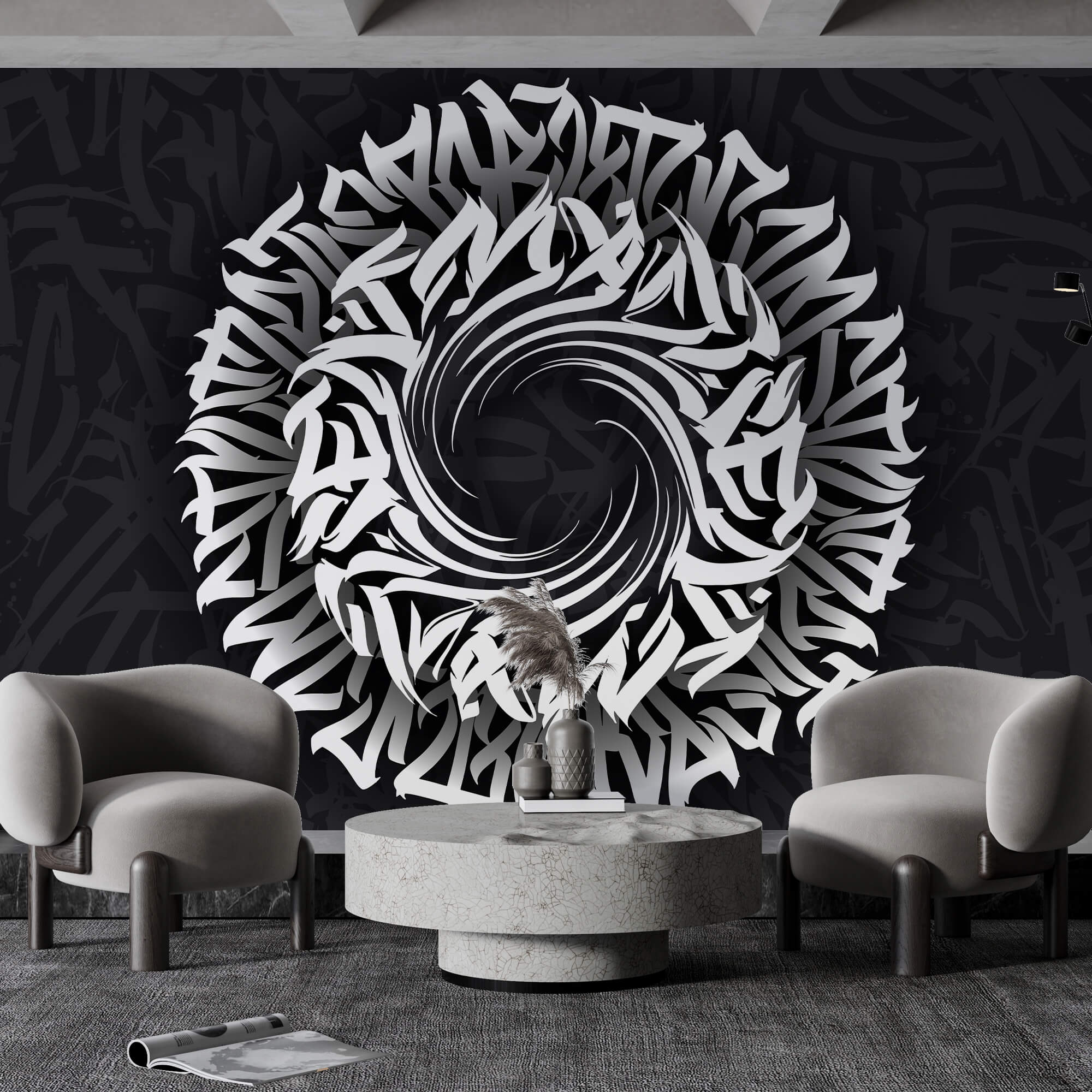 Model circular cu litere în el