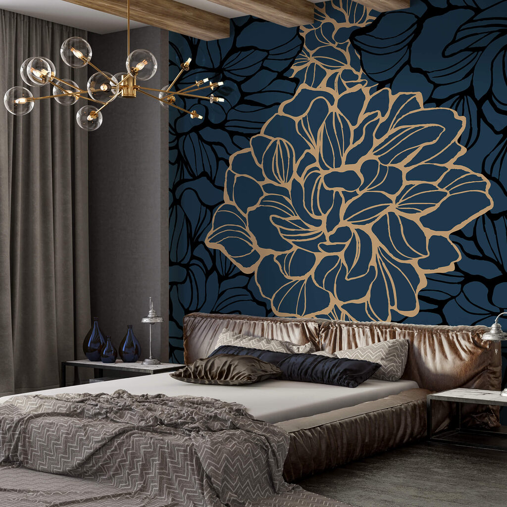 Design floral îndrăzneț pe fundal închis