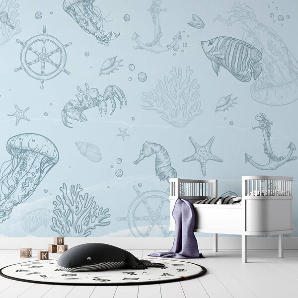 Fundal albastru cu creaturi marine Fundal albastru cu creaturi marine