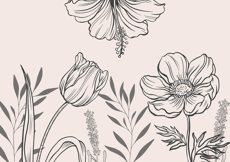 Delicate florale linie art design