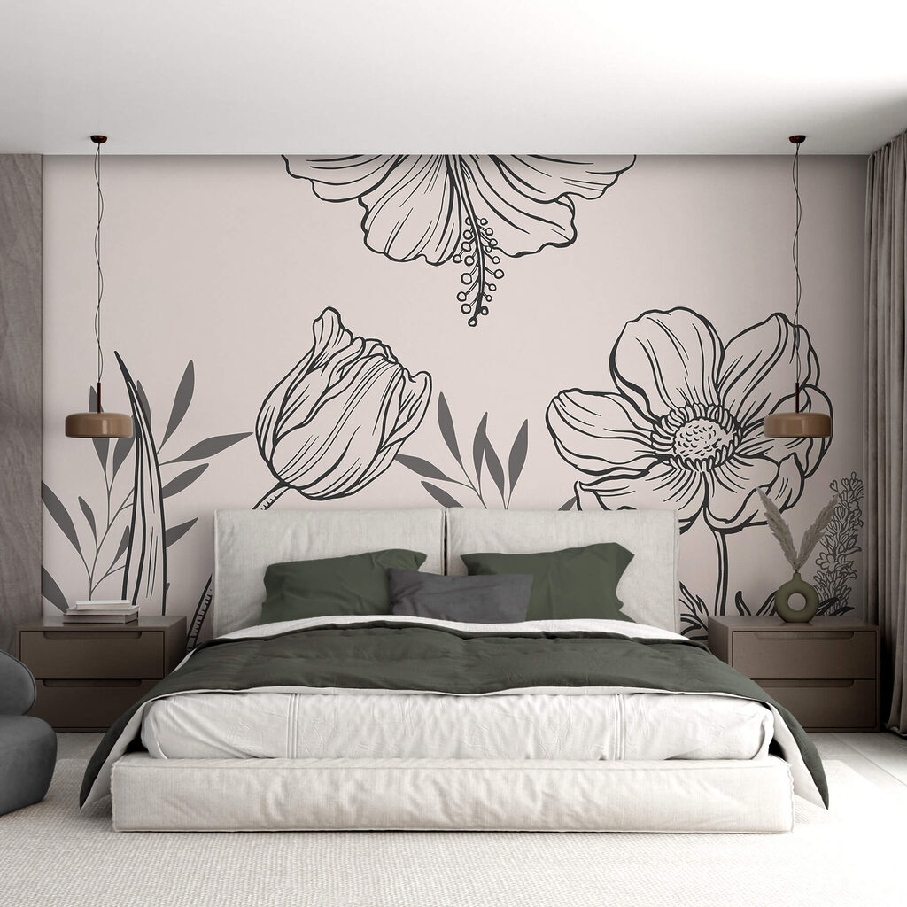 Delicate florale linie art design