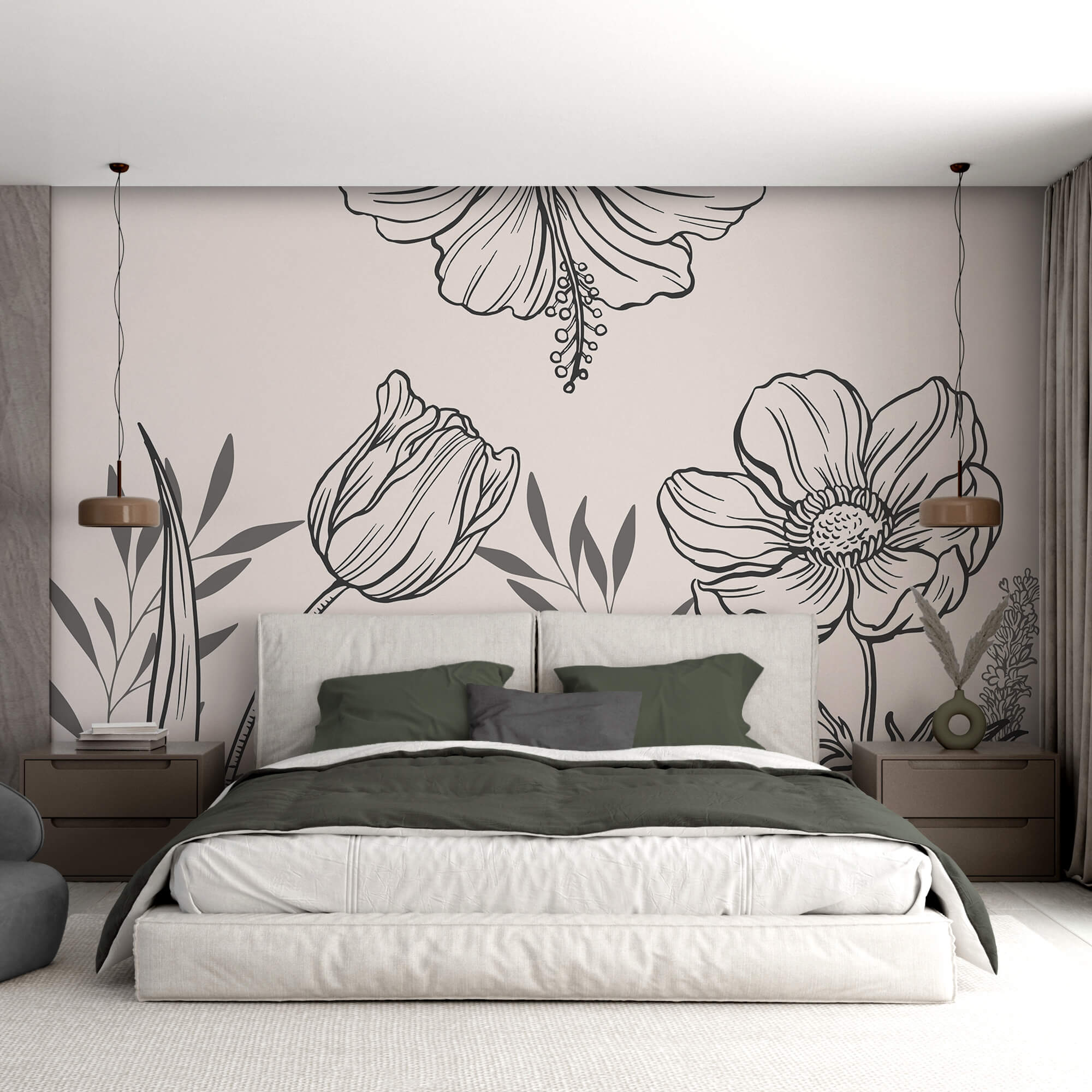 Delicate florale linie art design