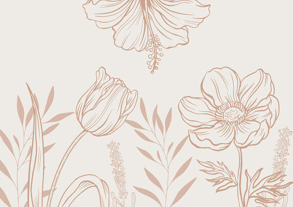 Design floral delicat de artă liniară. Design floral delicat de artă liniară.