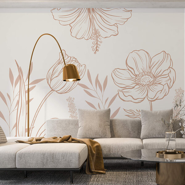 Design floral delicat de artă liniară. Design floral delicat de artă liniară.