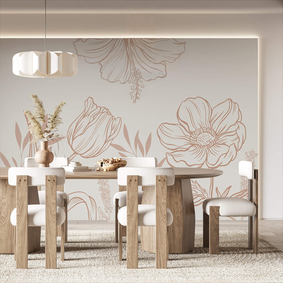 Design floral delicat de artă liniară.