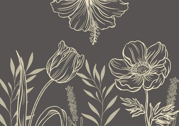 Delicate florale linie art design t00006p 600x424 - Delicate florale linie art design - tegory