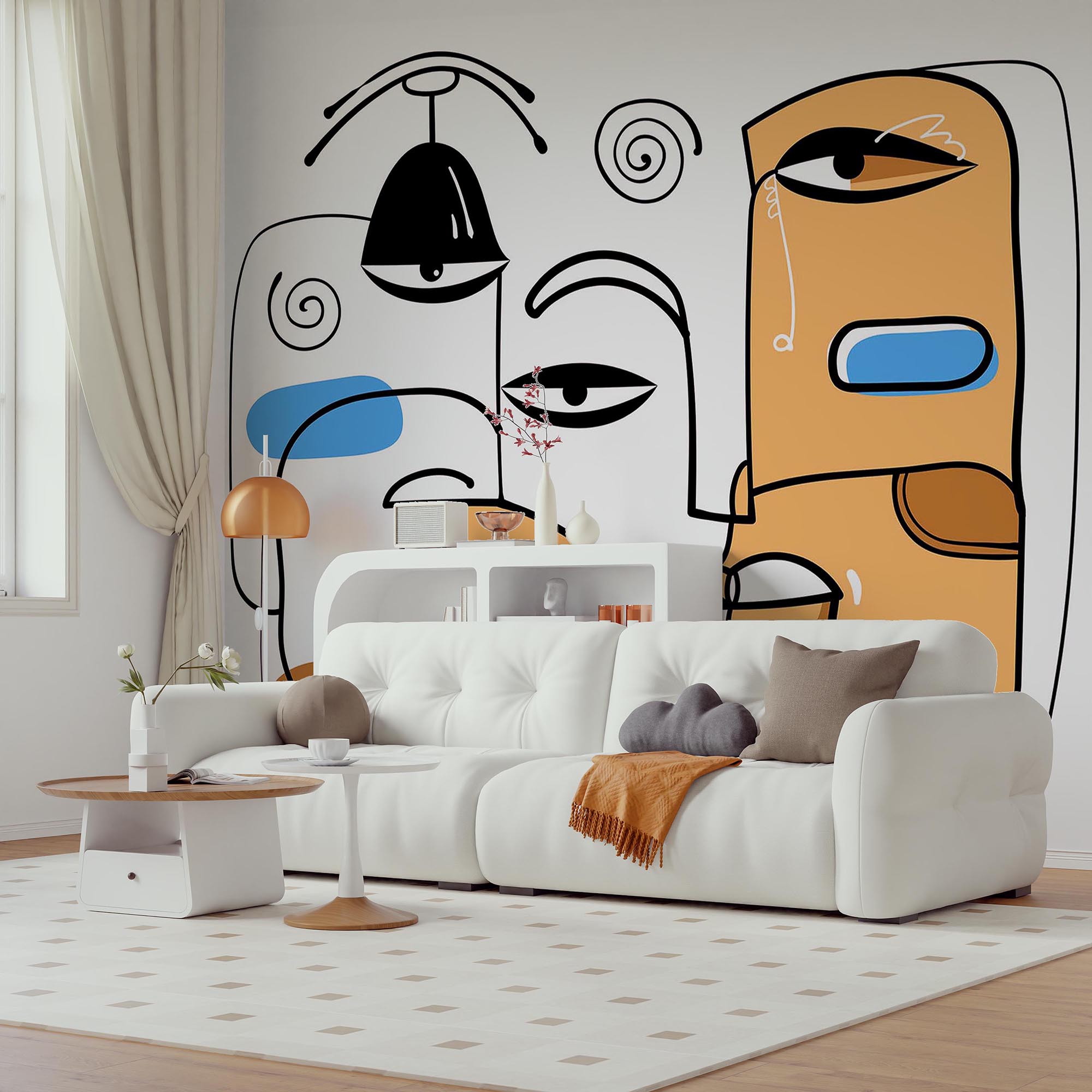 Grup de fețe desenate pe un fundal alb Grup de fețe desenate pe un fundal alb