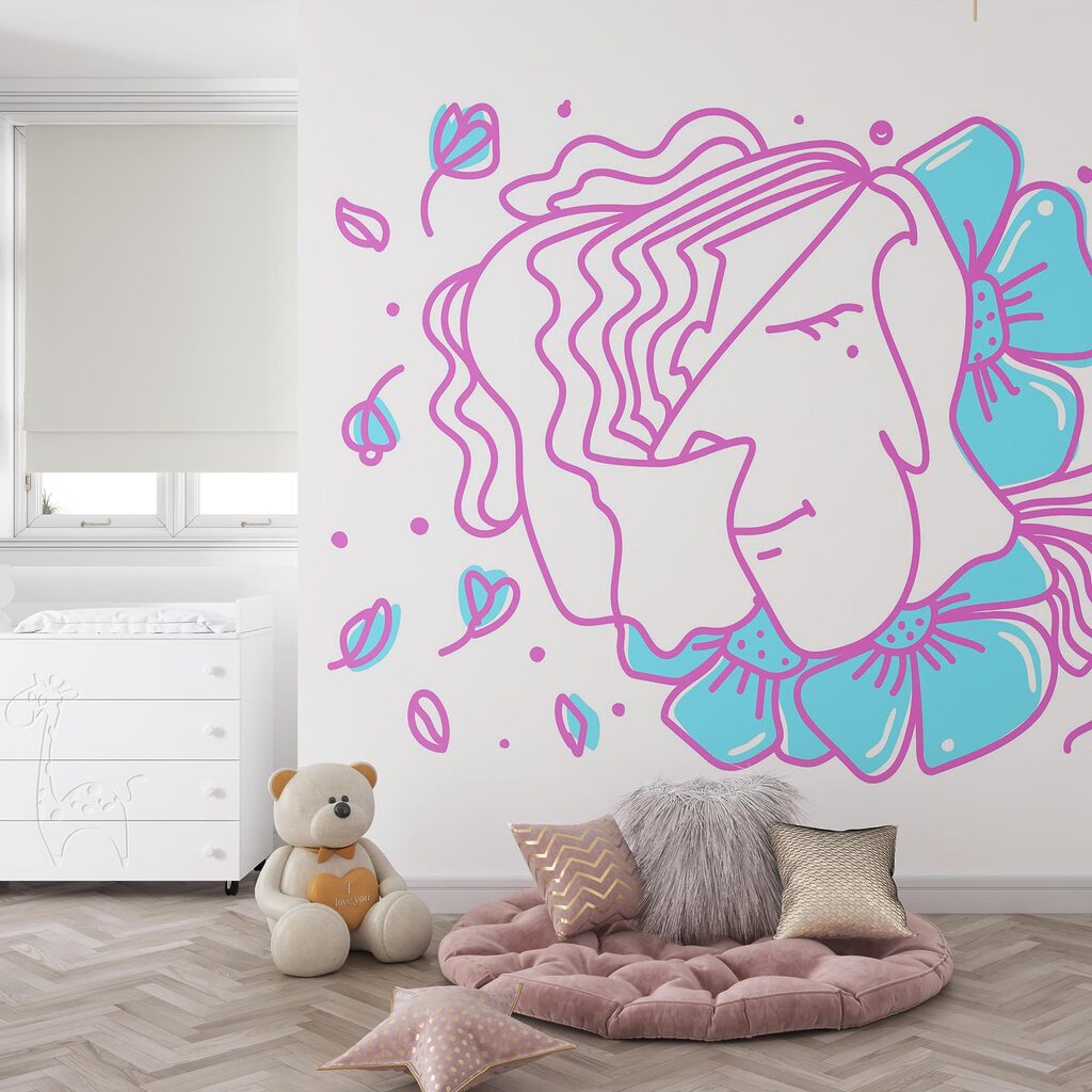 Desen de o femeie cu flori Desen de o femeie cu flori