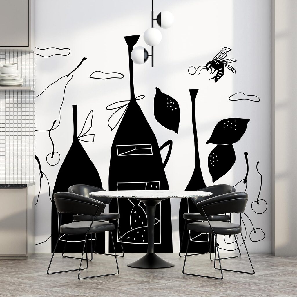 Desen alb-negru de sticle