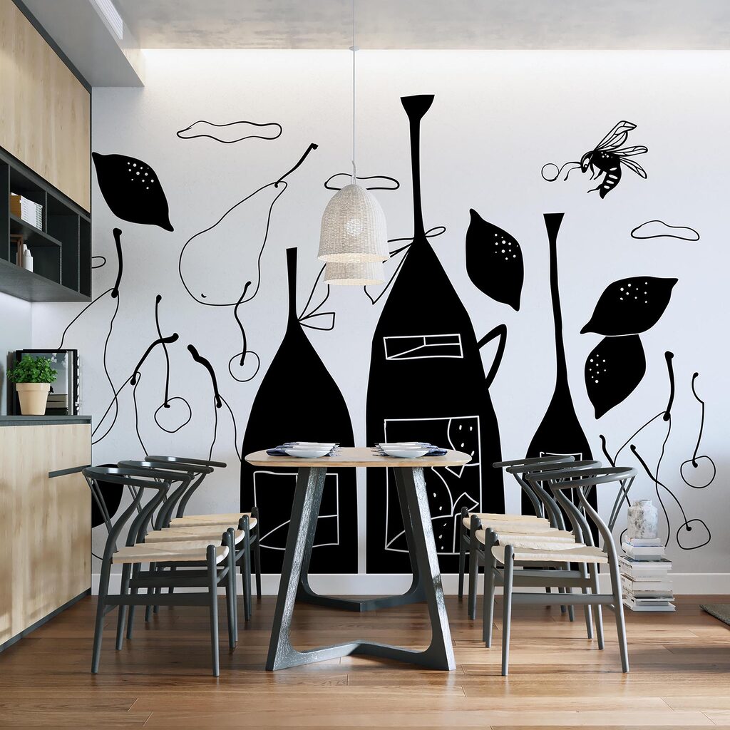 Desen alb-negru de sticle