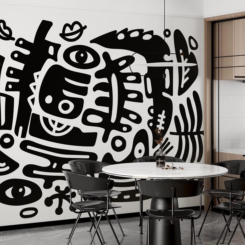 Desen alb-negru de diferite forme