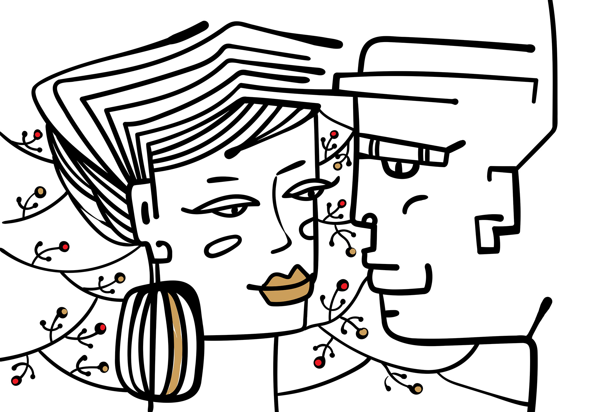 Drawing of a man and a woman Drawing of a man and a woman