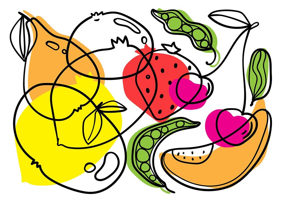 Fototapet Desenarea diferitelor fructe și legume - imagine 3