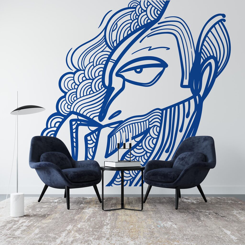 Desenul unui bărbat cu mâna la gură