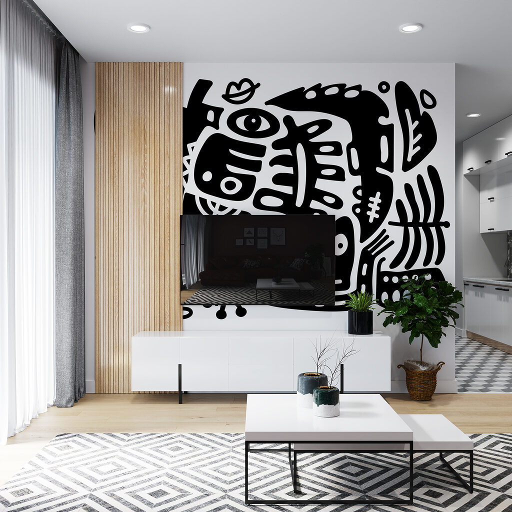 Desen alb-negru de diferite forme