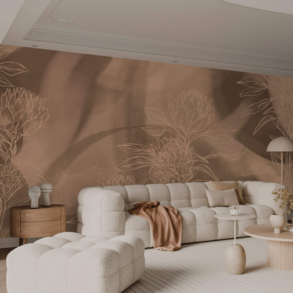 Contururi florale pe fundal cald Contururi florale pe fundal cald