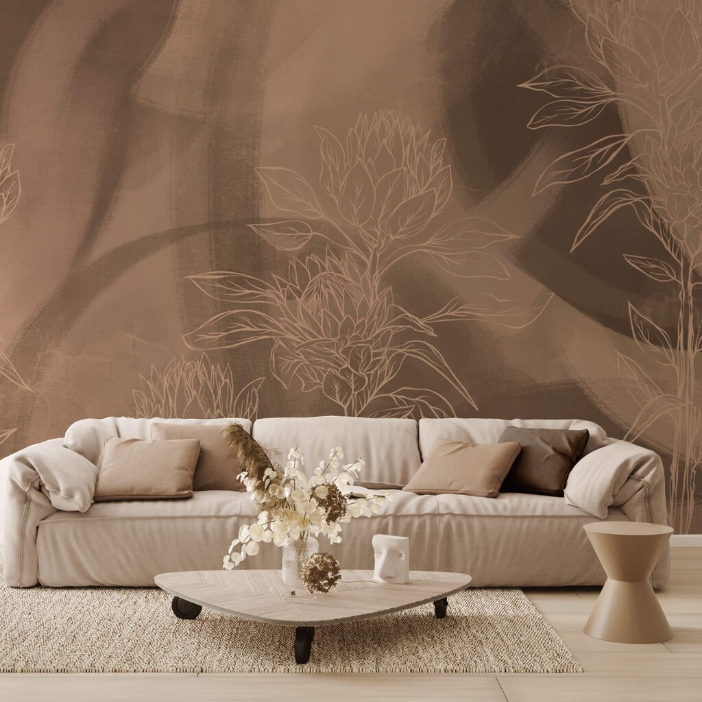 Contururi florale pe fundal cald Contururi florale pe fundal cald