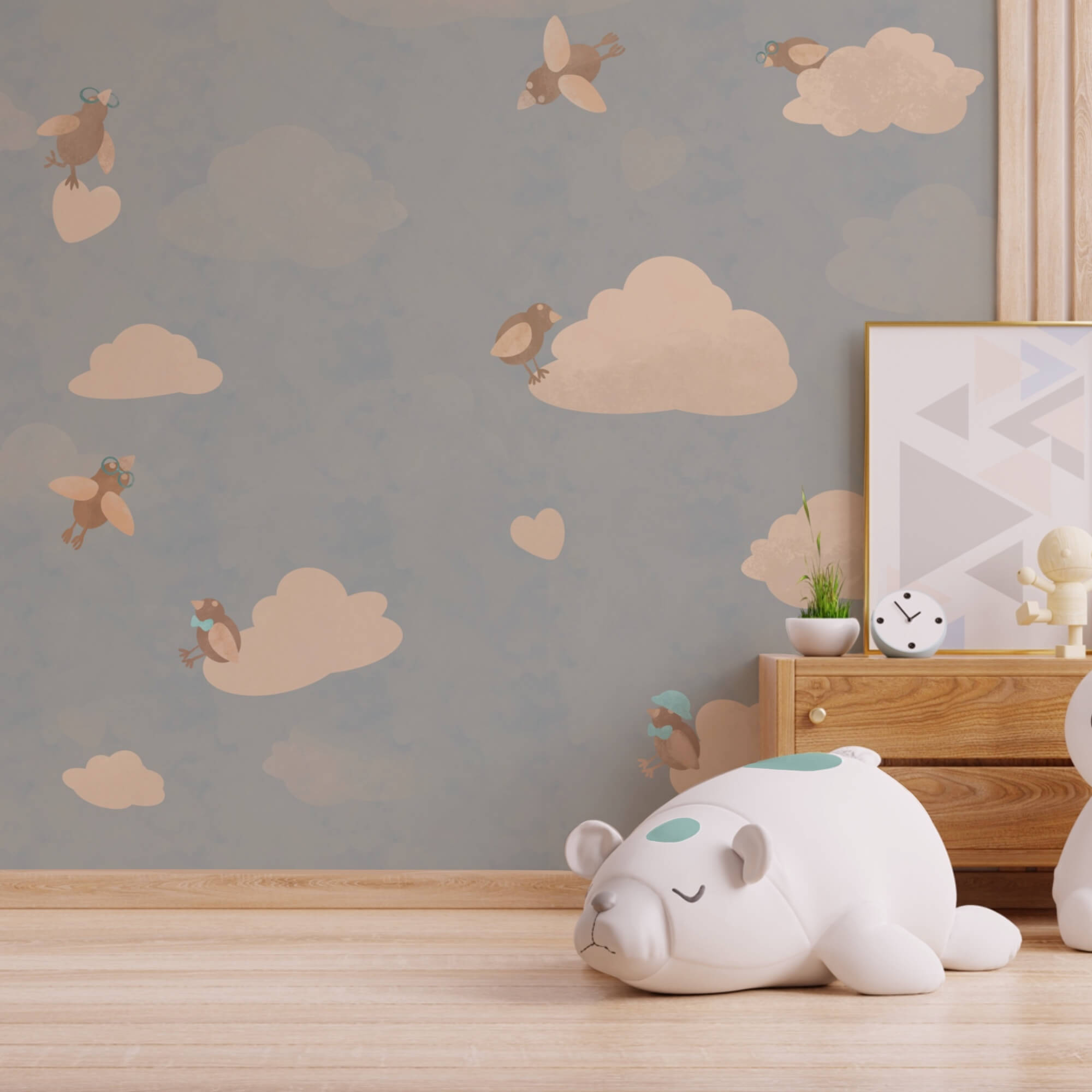 Model de păsări care zboară pe cer