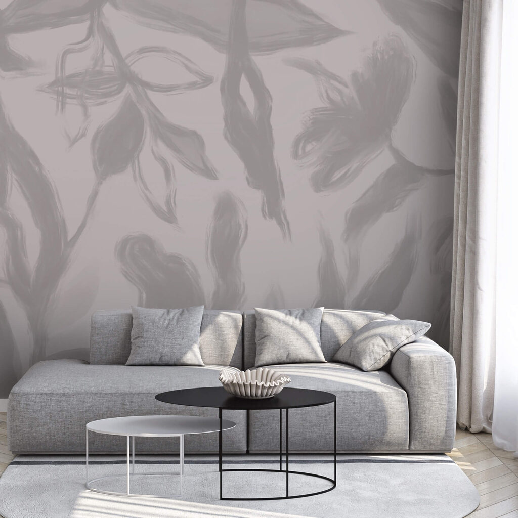 Fundal gri și alb cu flori