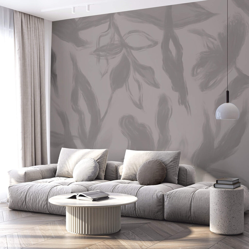 Fundal gri și alb cu flori