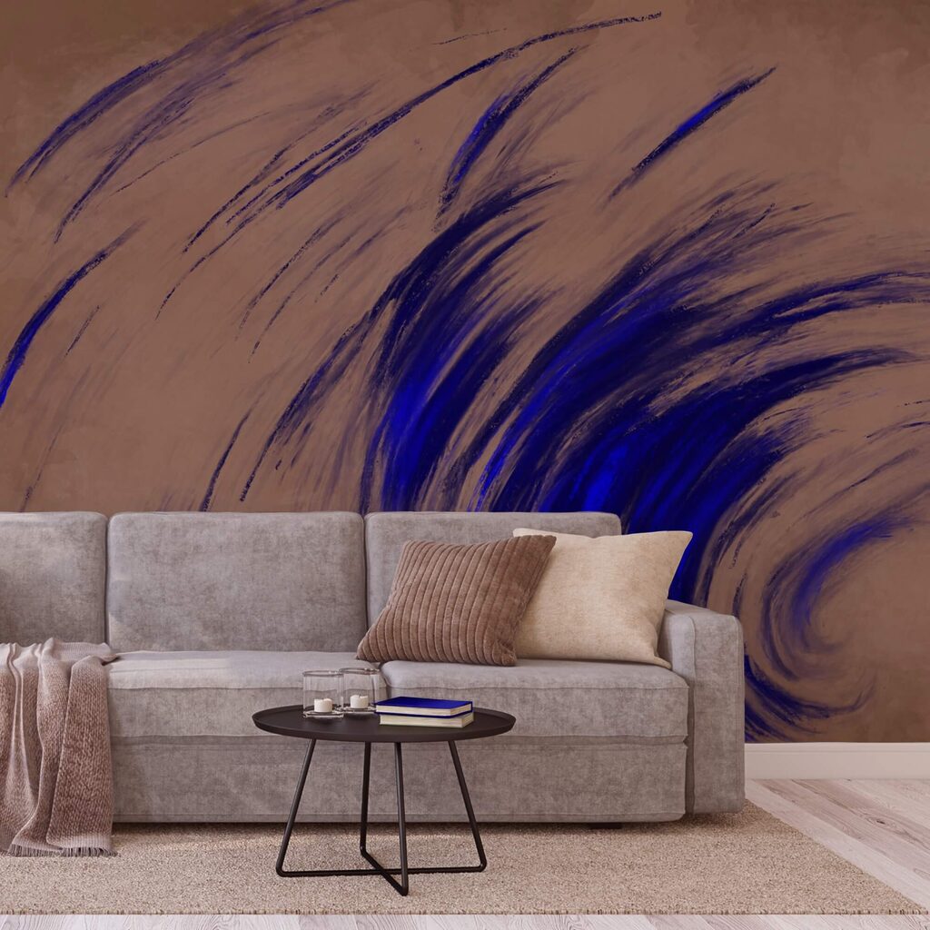 Vârtejuri albastre pe un fundal maro