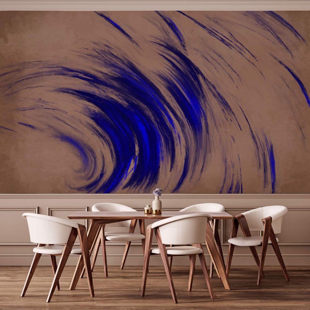 Vârtejuri albastre pe un fundal maro