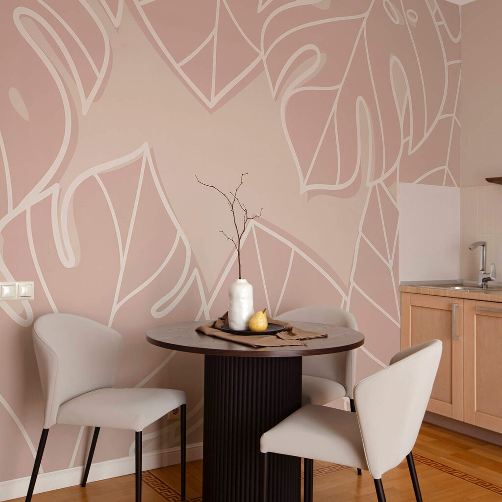 Model de frunze roz și alb