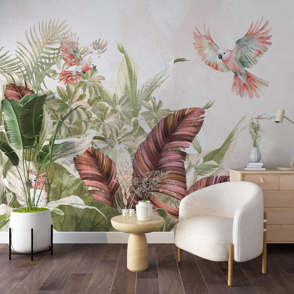 Pictura de păsări care zboară peste o plantă