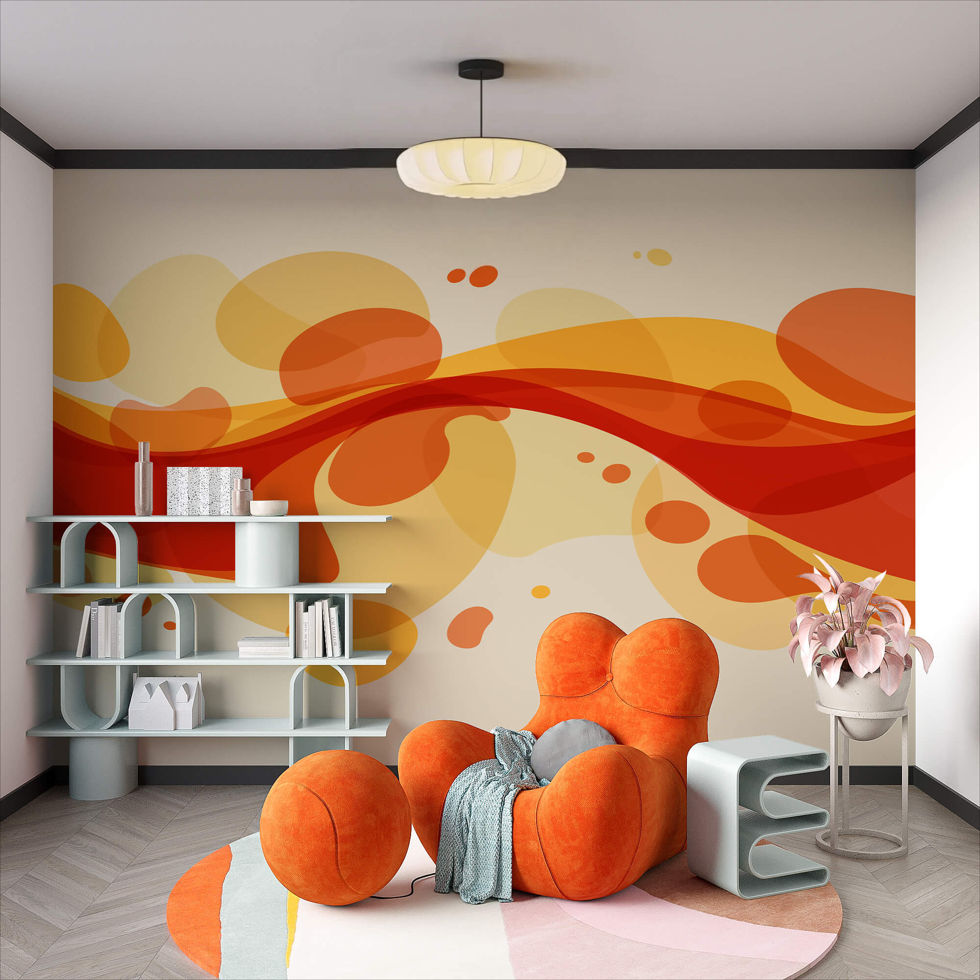 Vârtejuri roșii și galbene