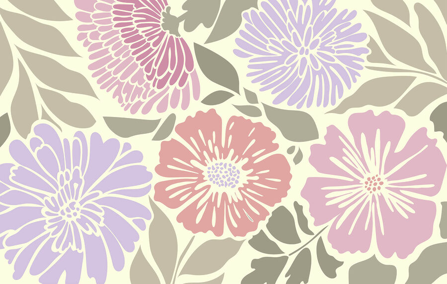 Model floral colorat cu frunze
