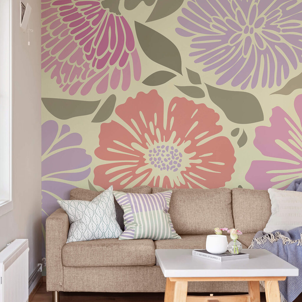 Model floral colorat cu frunze