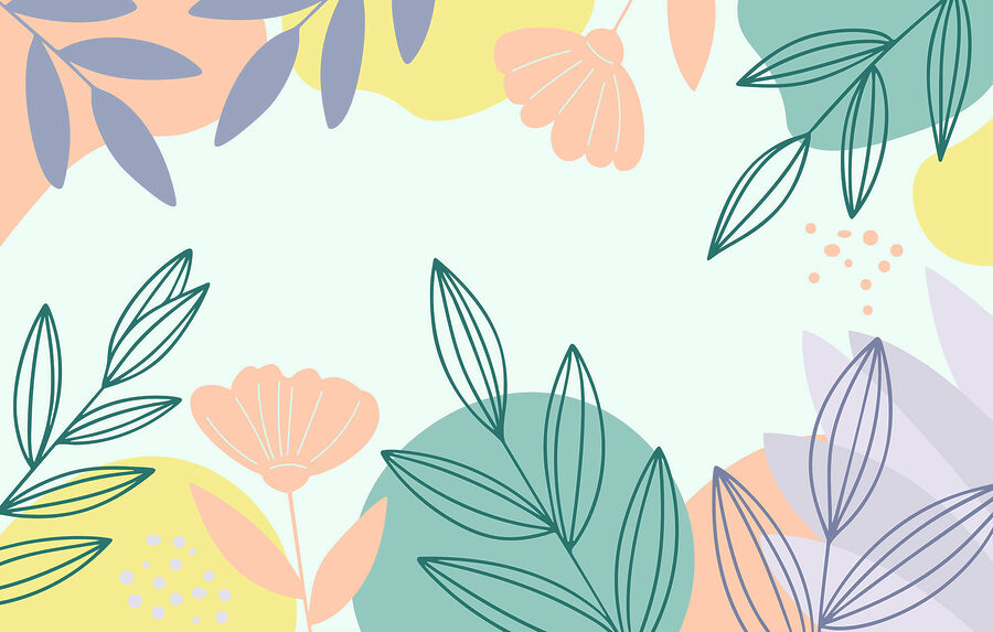 Model floral colorat cu frunze